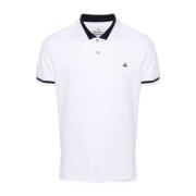 Vivienne Westwood Randig Polo Krage T-shirt White, Herr
