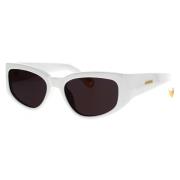 Jacquemus Rektangulära solglasögon med mörkgråa linser White, Dam
