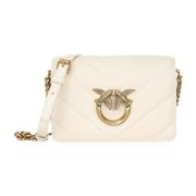 Pinko Kräm Quiltad Läder Axelväska White, Dam