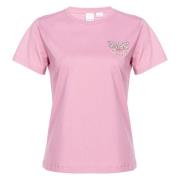 Pinko Fåglar Logo Broderad T-Shirt Pink, Dam