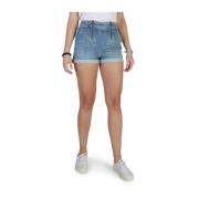 Tommy Hilfiger Logo-broderade bomullsshorts med dragkedja Blue, Dam