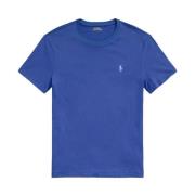 Polo Ralph Lauren Blå Crewneck T-shirt med Broderad Pony Blue, Herr