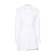 Alaïa Vit Bomullsblandad Poplin Skjortklänning White, Dam