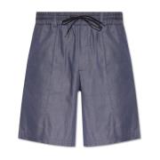 Emporio Armani Cotton shorts with logo Blue, Herr