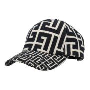 Balmain Monogram Baseball Cap Black, Herr