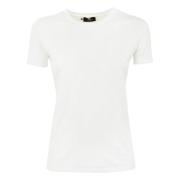 Elisabetta Franchi Dam Logo Rhinestone T-shirts White, Dam