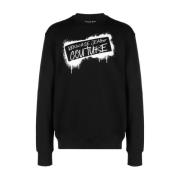 Versace Jeans Couture Svart Bomullssweatshirt för Män Black, Herr