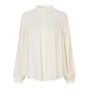 Lollys Laundry Feminin Carall Blus med Volangdetalj Beige, Dam