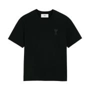 Ami Paris Ekologisk Bomull Logo Präglad T-Shirt Black, Herr