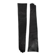 Maison Margiela Svarta Långa Handskar - 100% Läder Black, Dam