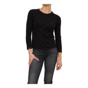 Twinset Svart Crew Neck T-shirt med Applikationer Black, Dam