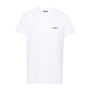 Balmain Vit Logotyp T-shirt med Crew Neck White, Herr