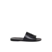 Dolce & Gabbana Svarta Läder Slide Sandaler Black, Herr