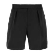 Alexander McQueen Svarta ull Bermuda shorts Black, Herr
