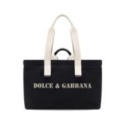 Dolce & Gabbana Canvas Axelväska med Logotryck Blue, Herr