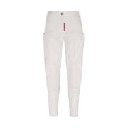 Borgo Nuvolari Donna Vita Tapered Zip Cargo Byxor White, Dam