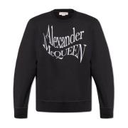 Alexander McQueen Sweatshirt med logotyp Black, Herr