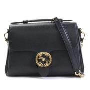 Gucci Vintage Förägad Svartläder Gucci Axelväska Black, Dam