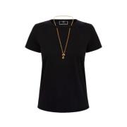 Elisabetta Franchi Svart Jersey T-shirt med Cut-out och Halsband Black...