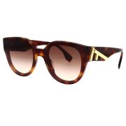 Fendi Glamorösa runda solglasögon med brun gradientlins Brown, Dam