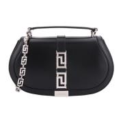 Versace Läderhandväska med metallisk detalj Black, Dam
