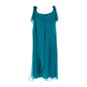 Alberta Ferretti Teal Grön Sidenklänning Blue, Dam