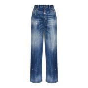 Dsquared2 Blå Traveller Jeans med Färgstänk Blue, Dam