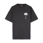 Palm Angels Grå Palm Tree Print T-shirts och Polos Gray, Herr