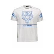 Plein Sport Vit Bomull T-Shirt, Kort Ärm, Crew Neck, Print White, Herr