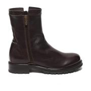 Hundred100 Marrone Läder Ankelboots med Dubbel Sidodragkedja Brown, Da...