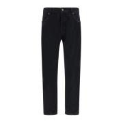 Saint Laurent Avslappnade Straight Jeans Black, Herr