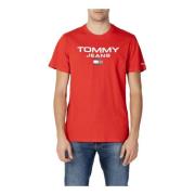 Tommy Jeans Röd Tryckt T-Shirt för Män Red, Herr