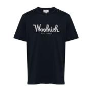 Woolrich Broderad Logotyp T-Shirt Blue, Herr
