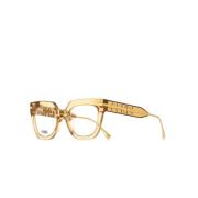 Fendi Beige Transparenta Cateye Glasögon med Guld Detaljer Beige, Dam