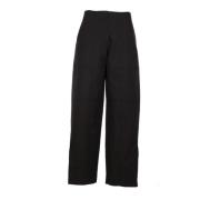 Jil Sander Svarta Bomullsbyxor med Mjuk Passform Black, Dam