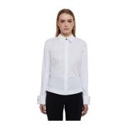 Elisabetta Franchi Reserverad bomullsskjorta med logotyp White, Dam