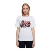 Dsquared2 Vit Bomull T-Shirt med Logotryck White, Dam
