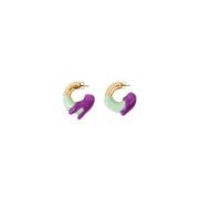 Sunnei Guldgummierade örhängen med ingraverad logotyp Purple, Dam