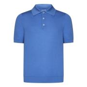 Malo Blåa T-shirts och Polos med Fransk Krage Blue, Herr