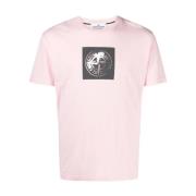 Stone Island Ljusrosa T-shirt med Logo Print Pink, Herr