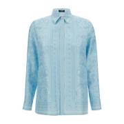 Versace Silkesskjorta med Barocco-tryck Blue, Dam