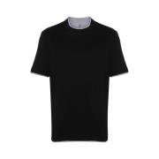 Brunello Cucinelli Svart lager-på-lager T-shirt Black, Herr