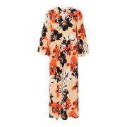 InWear Blommig långklänning med korta ärmar Multicolor, Dam