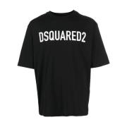 Dsquared2 Svarta Rundhalsade T-shirts och Polos Black, Herr