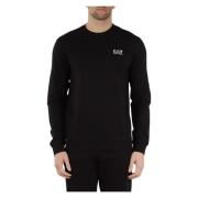 Emporio Armani EA7 Bomullssweatshirt med präglad logotyptryck Black, H...