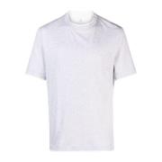 Brunello Cucinelli Kontrastdetalj Bomull T-shirt White, Herr