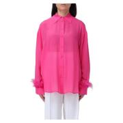 Pinko Georgette Skjorta med Fjädrar Pink, Dam