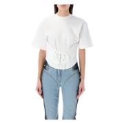 Mugler Corset T-Shirt - Stilfull och Trendig White, Dam