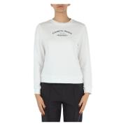 Elisabetta Franchi Bomulls Logo Sweatshirt White, Dam