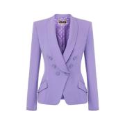 Elisabetta Franchi Dubbelknäppt Blazer i Iris Crêpe Purple, Dam